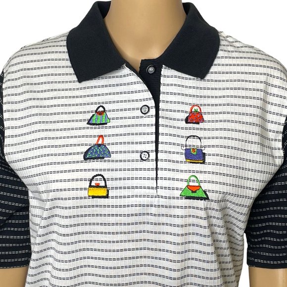 Vintage Blast Petites Women's S PS Blouse Short Sleeve Embroidered Purses Polo S - Picture 2 of 12